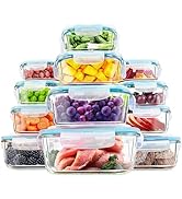 KICHLY Boite Alimentaire Verre 24Pièces, 12 Boite Conservation Verre, 12 Couvercles Transparents,...