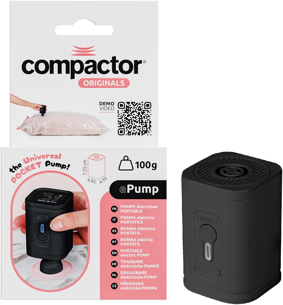 Compactor – Pompe électrique portable – compacte, USB, puissante – voyages