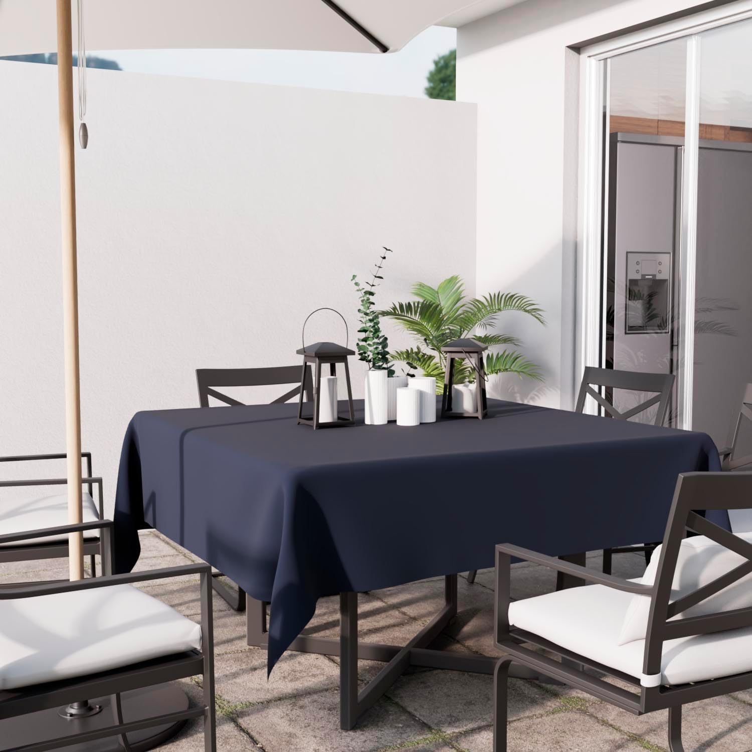 Soleil d'Ocre - Nappe Alix - 140x140 cm - Polyester, anti-tâches, bleu marine