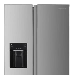 en acier inoxydable avec distributeur d'eau/glace dans le panneau de porte, doté d'un design moderne et élégant et