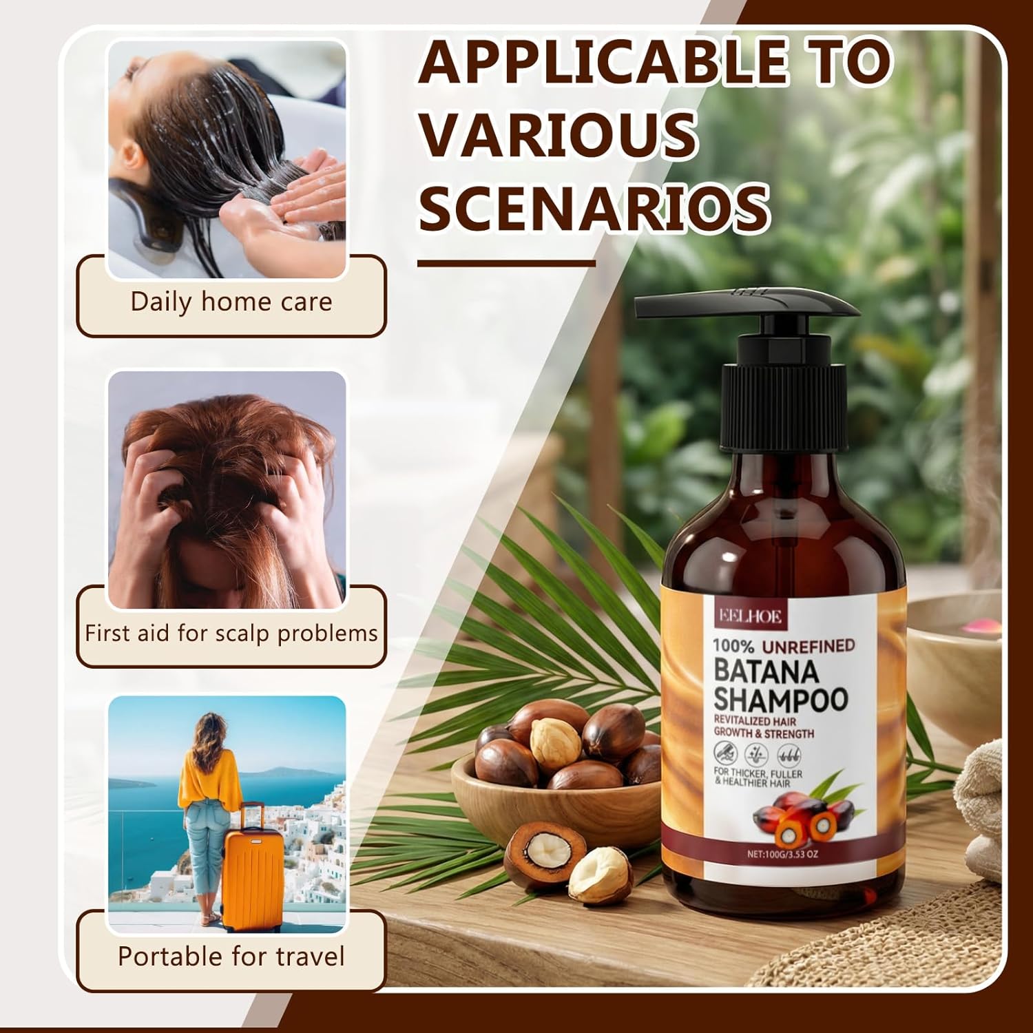 Shampoing - Huile de Batana & Extrait de Citron - Nutrition et hydratation - Adapté tous types de cheveux