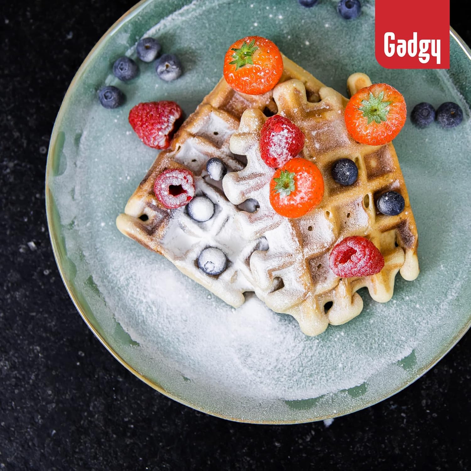 Gadgy - gaufrier, 23x16,8 cm, 1000W, antiadhésif, thermostat réglable