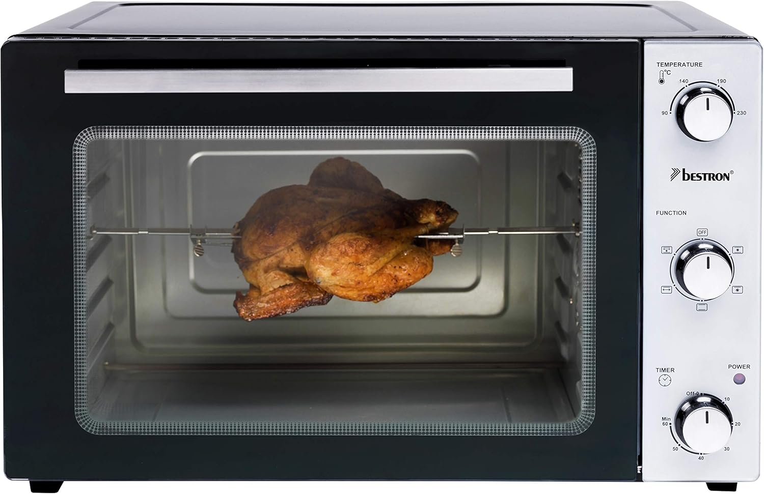 Bestron - Mini-four 2en1 rôtissoire, inox, 45L, 1500W, noir