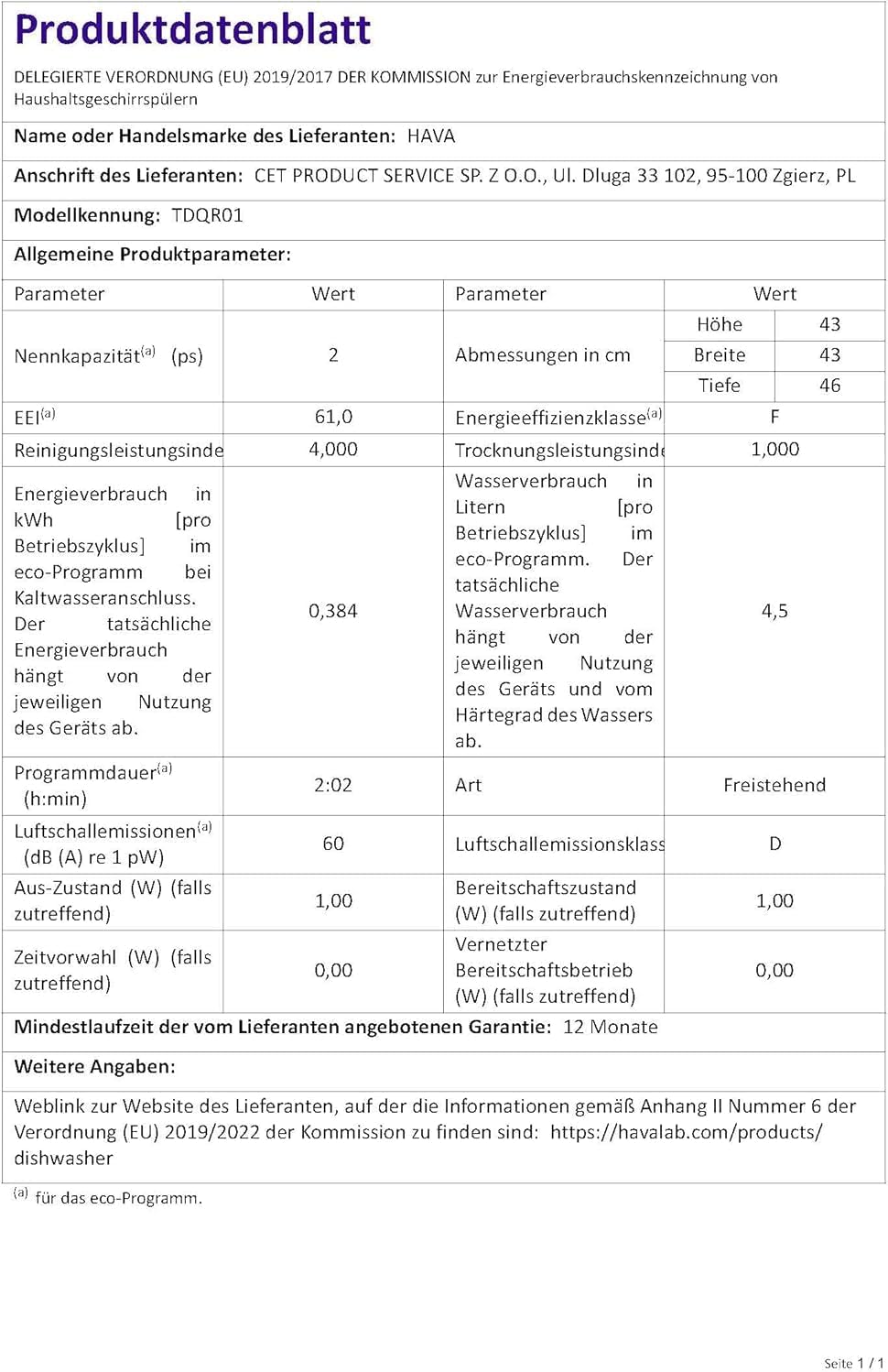 HAVA - Mini lave-vaisselle portable, 5L, 6 programmes, réservoir intégré