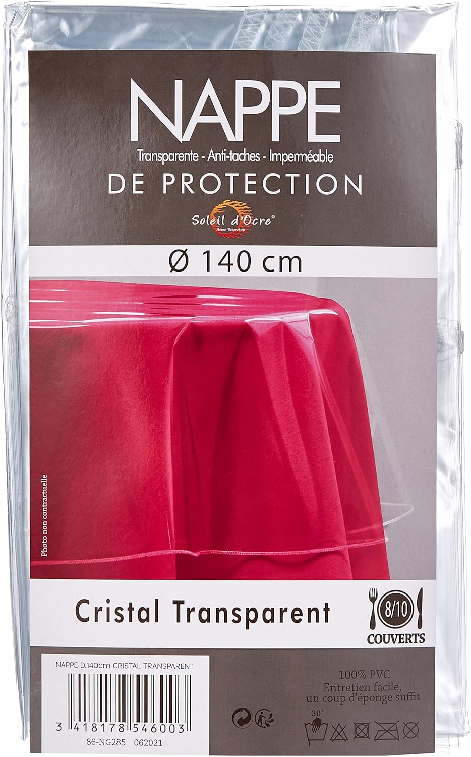 Soleil d'Ocre - Cristal Nappe Ronde - 140 cm - PVC transparent 100 microns