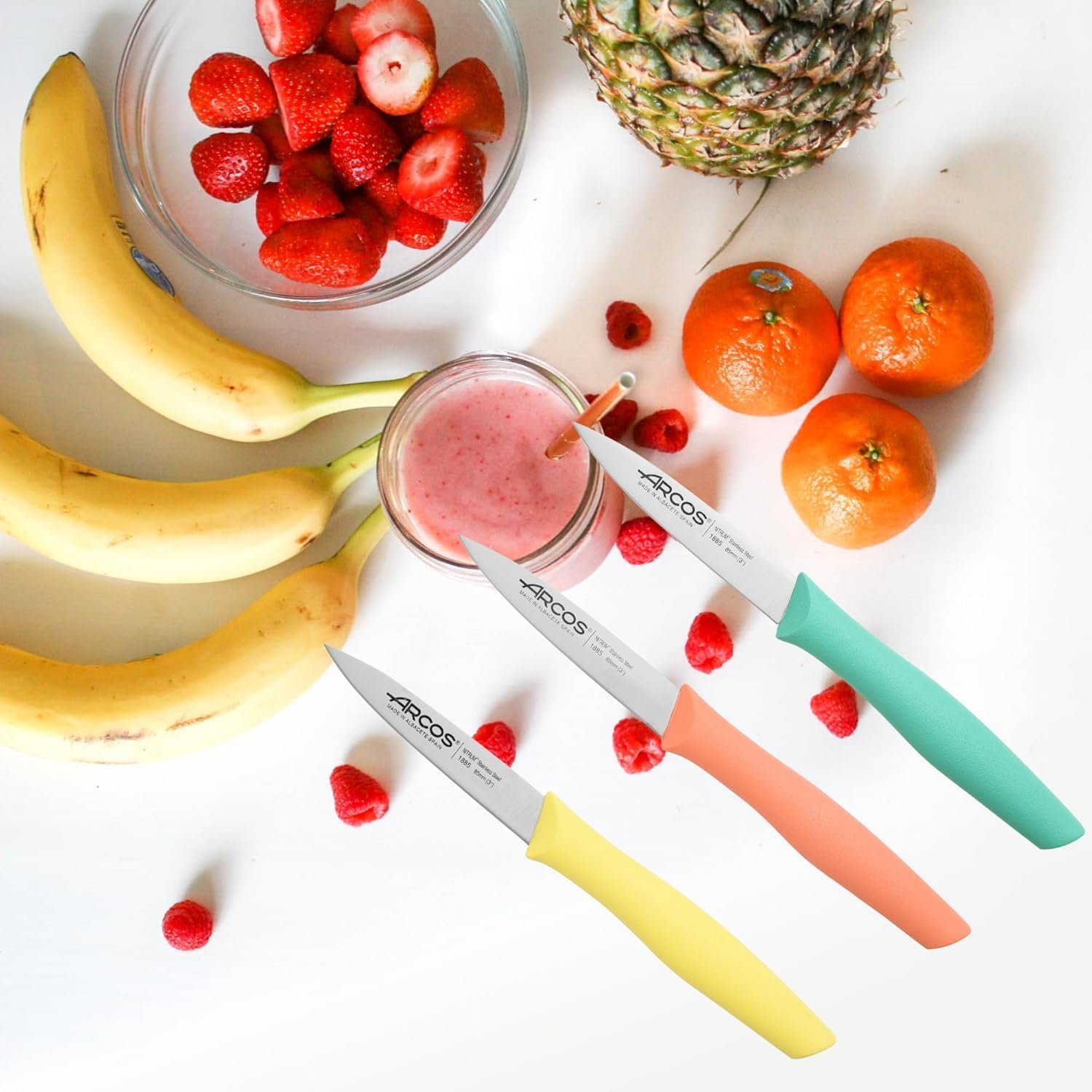 Arcos - Nova série - 3 couteaux, inox, ergonomiques, couleurs vives