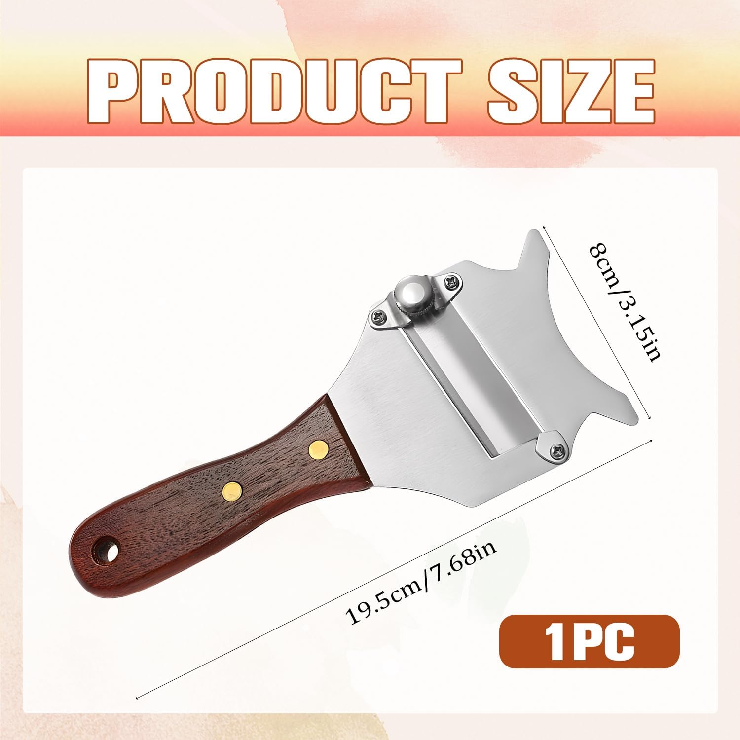 Trancheur de truffes - inox réglable, poignée bois, trou de suspension, pour fromage et chocolat