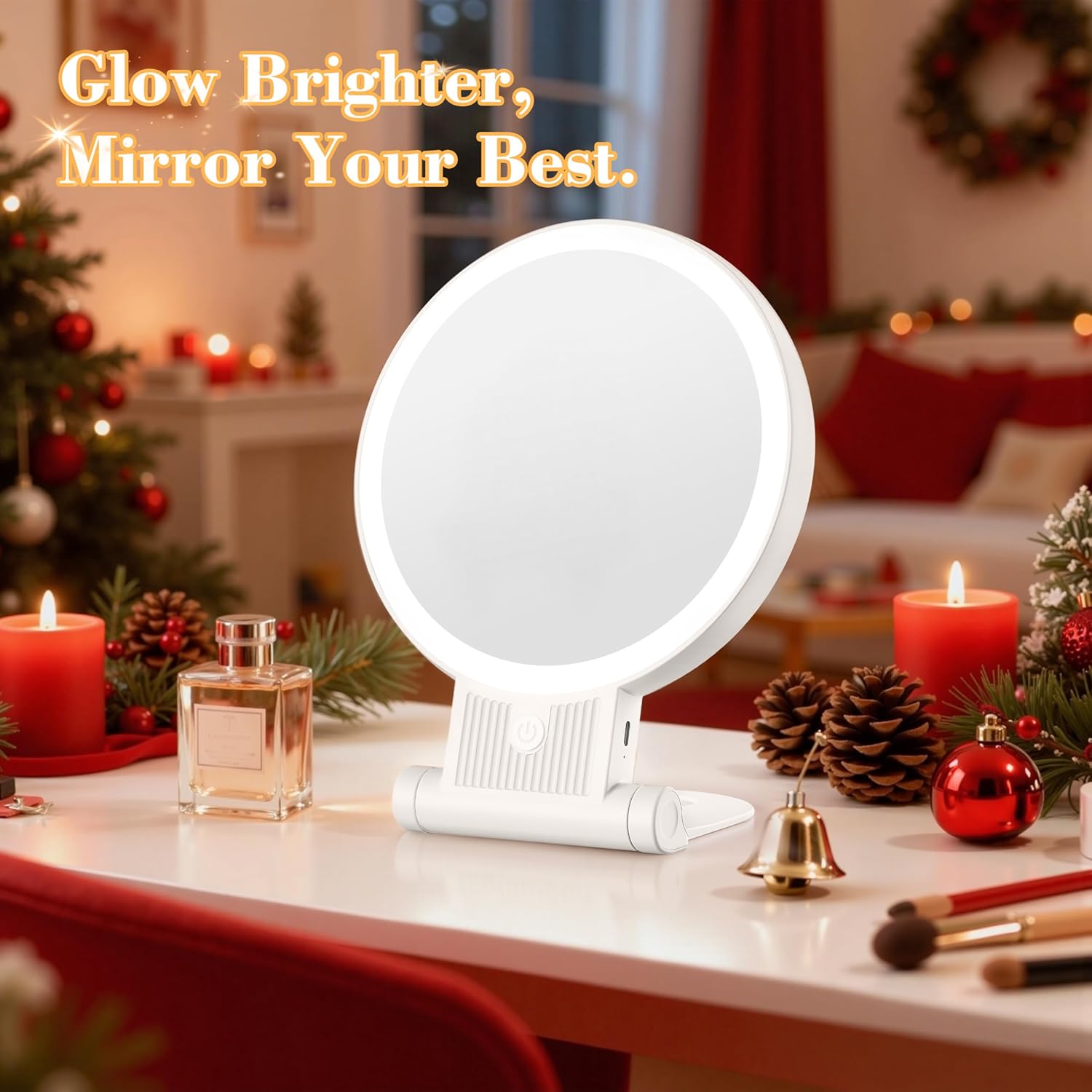 Auxmir - miroir double face, 20X/1X, LED, rechargeable, pliable, portable