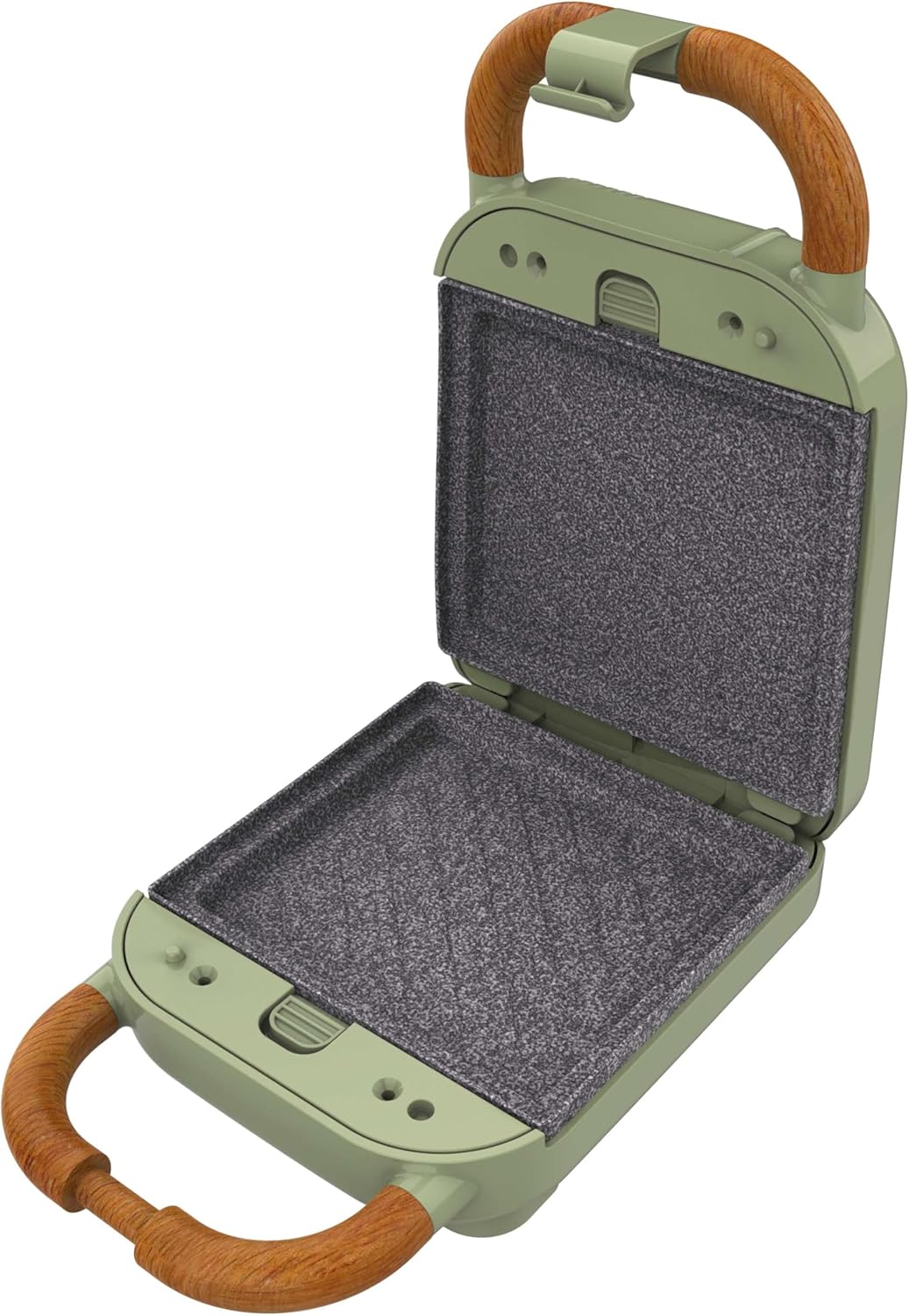 Cecotec - Rock'nToast Retro One - 700W, 3 plaques, revêtement RockStone, base antidérapante, vert