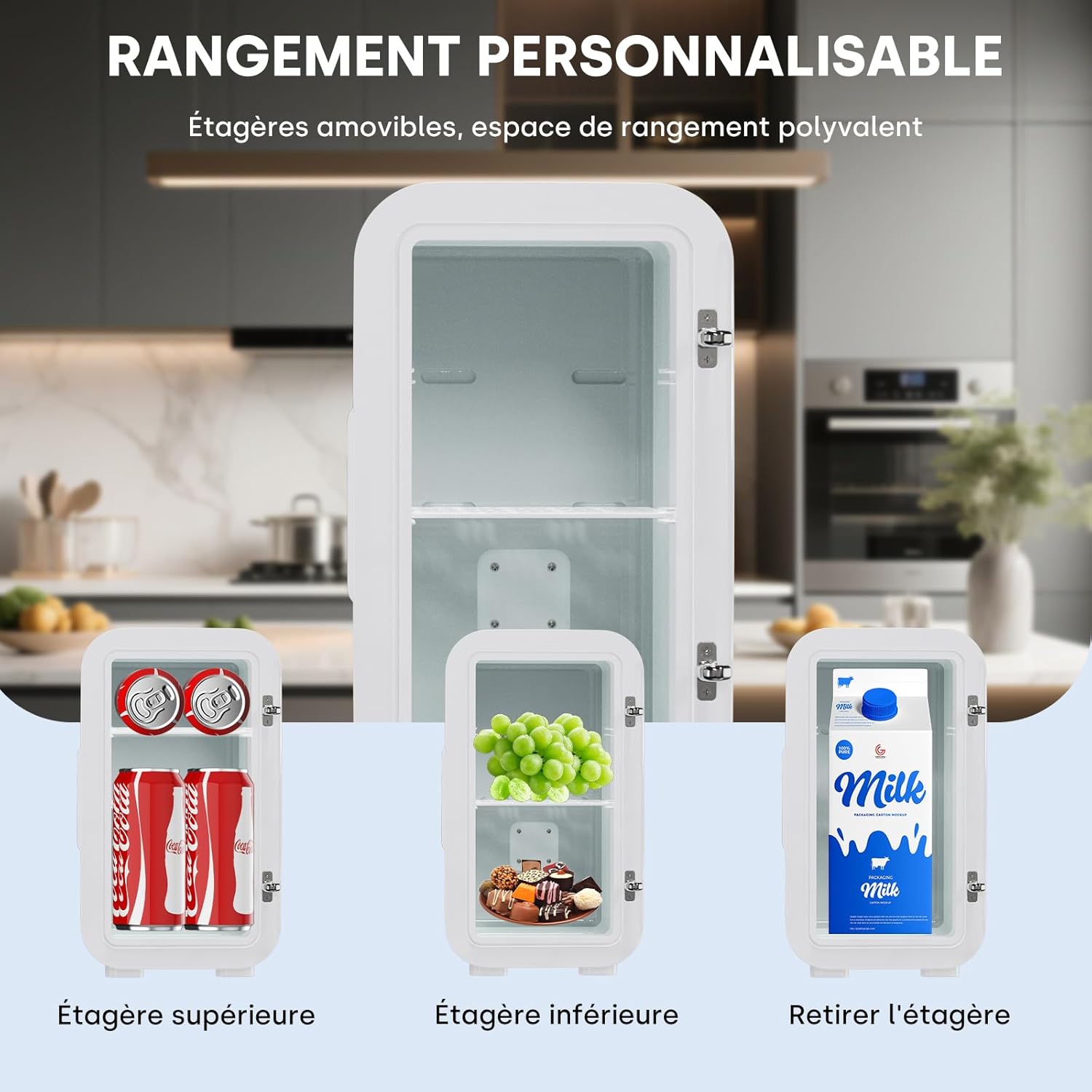Enventor - Mini Frigo série compacte - 6L - AC/12V, chaud/froid, portable