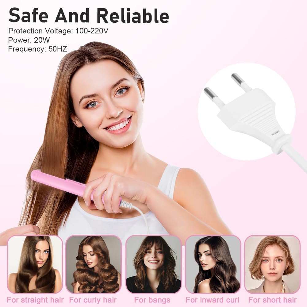 LOPHE - Mini fer à lisser 2-en-1, tension 110-220V, chauffe 10s, compact