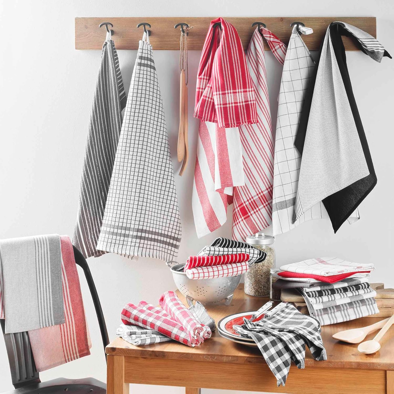 Douceur d'Intérieur - Vibrato Anthracite - 50x70 cm - torchons coton, lot de 2