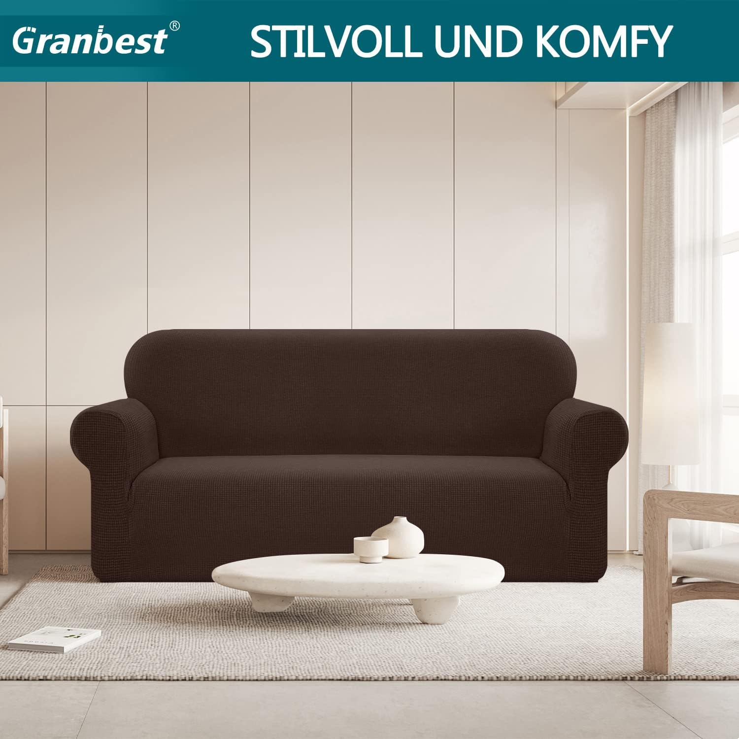 Granbest - housse canapé stretch Jacquard 3 places - imperméable, mousse antidérapante