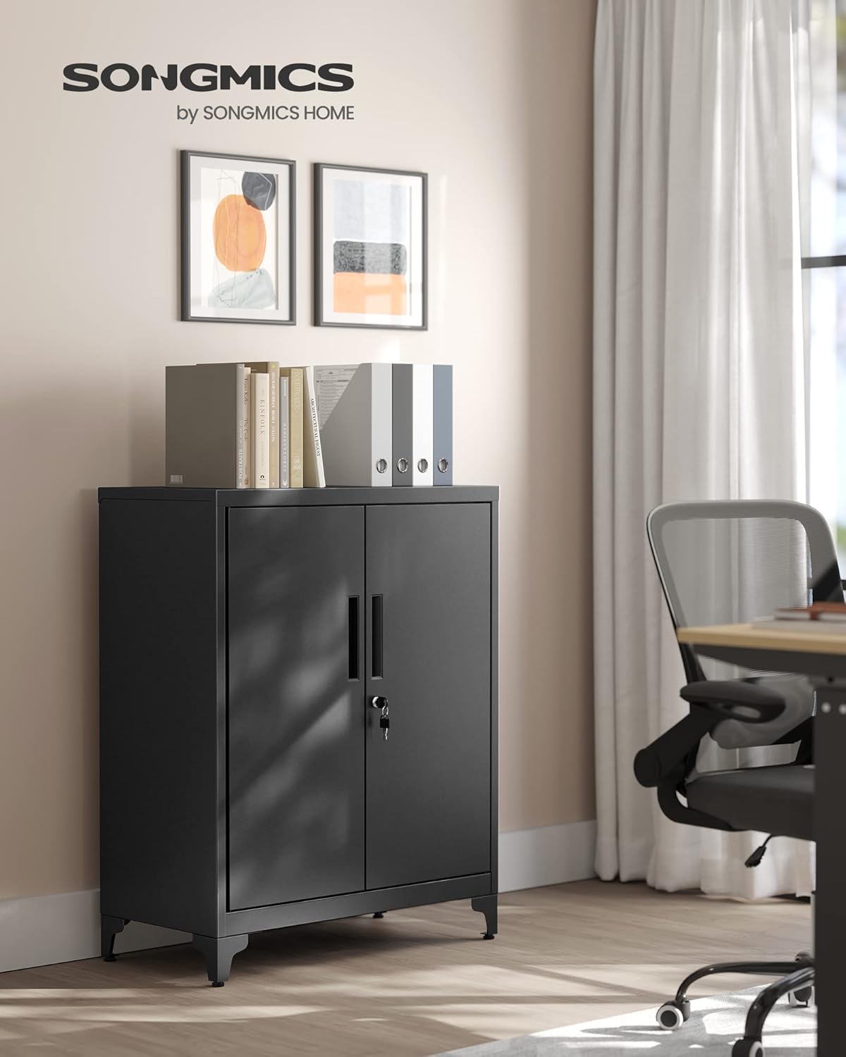 SONGMICS - armoire de bureau acier, 2 portes, verrouillable  OMC013B01