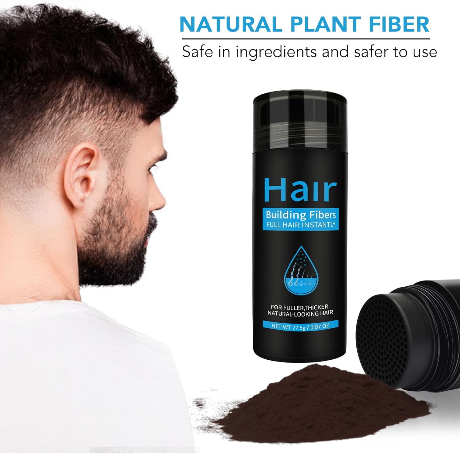 Fibres capillaires - kératine densifiante - noir - cheveux plus épais, aspect naturel