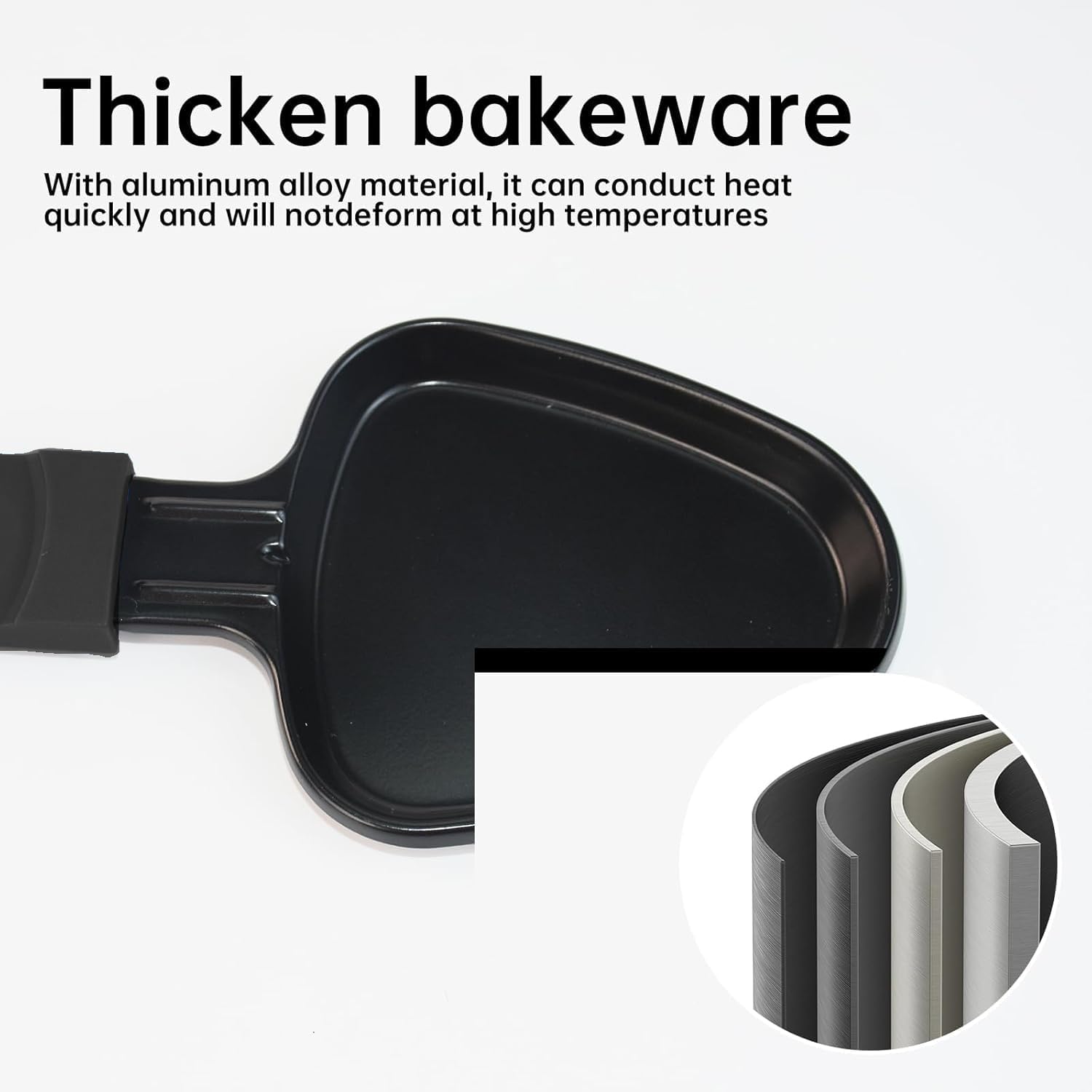 Poêlon à raclette triangle - 18x10cm - revêtement antiadhésif, 4 pelles bois, matériau épais