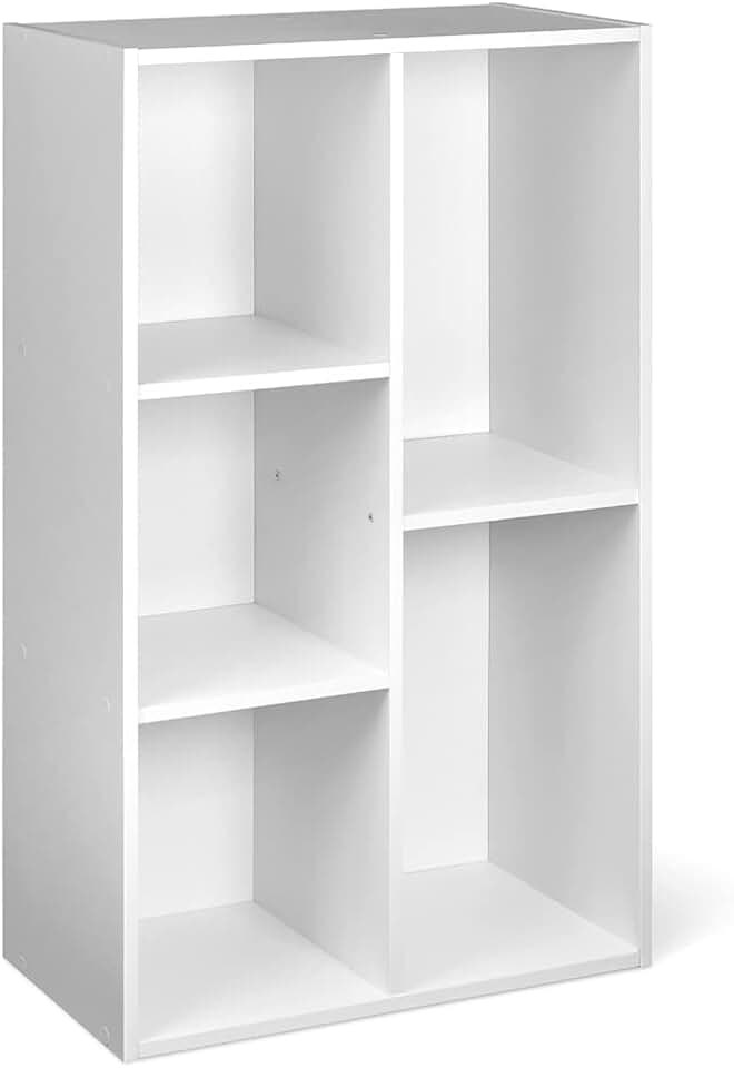 m-dealz Basics - bibliothèque 5 compartiments - 50x24x80cm - blanc, rangement polyvalent