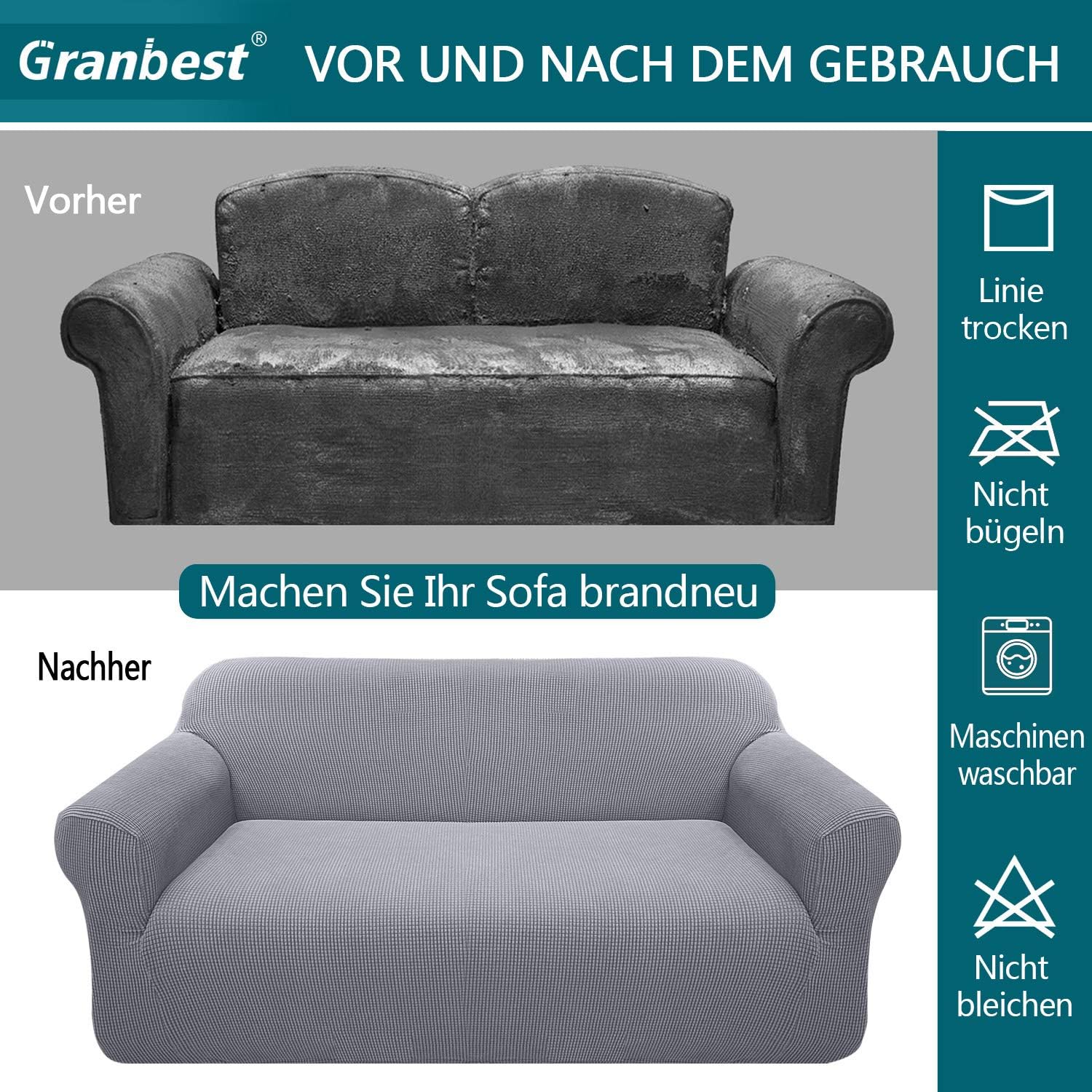 Granbest - housse canapé jacquard extensible 4 places - protection animaux