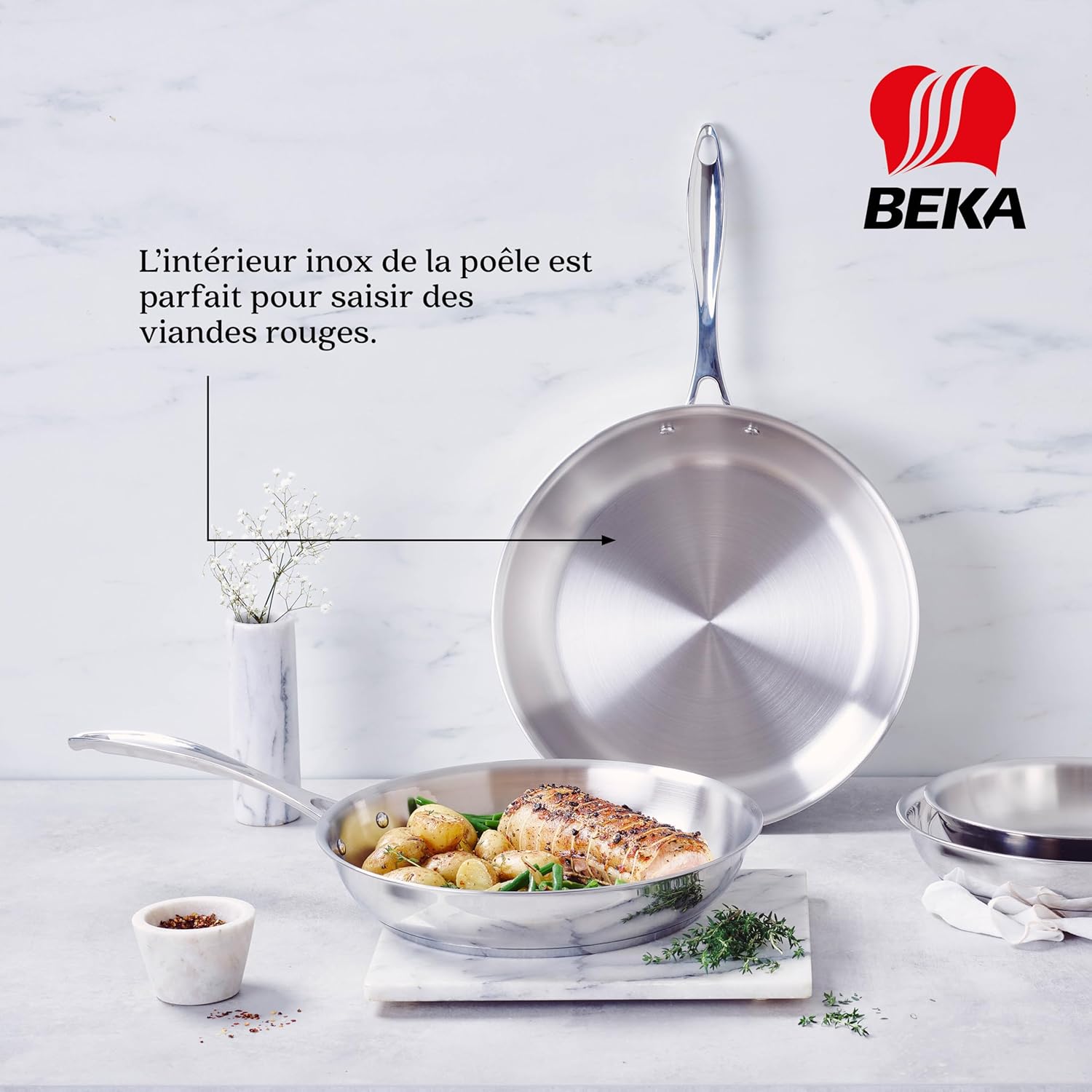 Beka - Chef - poêle inox 24 cm - induction, inox 18/10