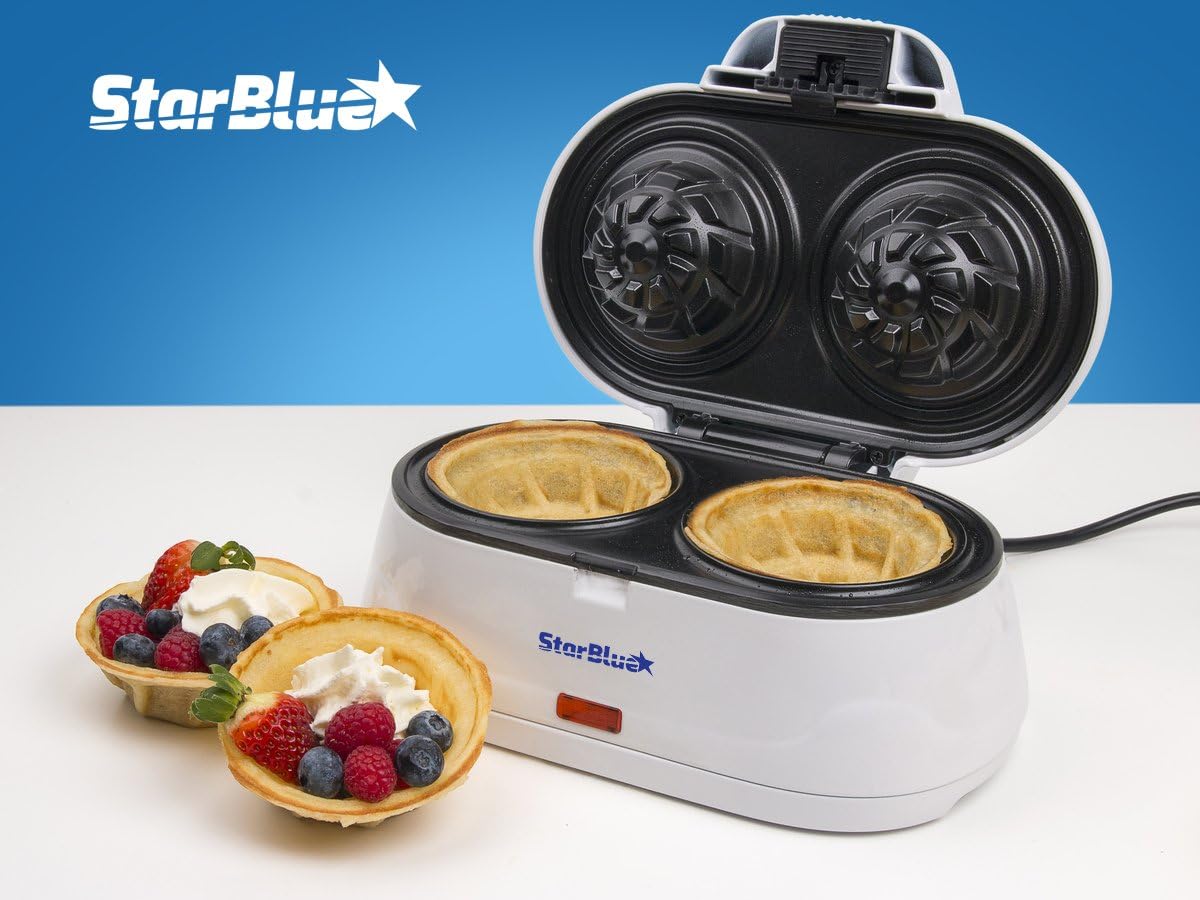 StarBlue - Double Gaufrier - 1200W, 220-240V, gaufres coupelle, prise UK/EU