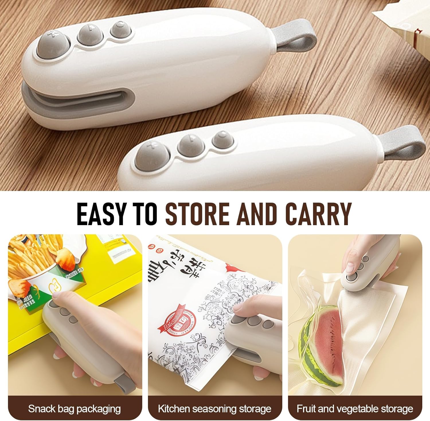 Mini scelleur portable rechargeable USB 2 en 1, compact et thermoscellant