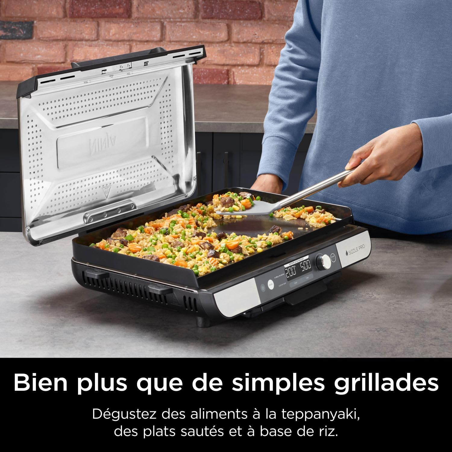 Ninja - Sizzle Pro XL - grill électrique multifonction, intérieur, plancha céramique, accessoires inclus - GX101EU