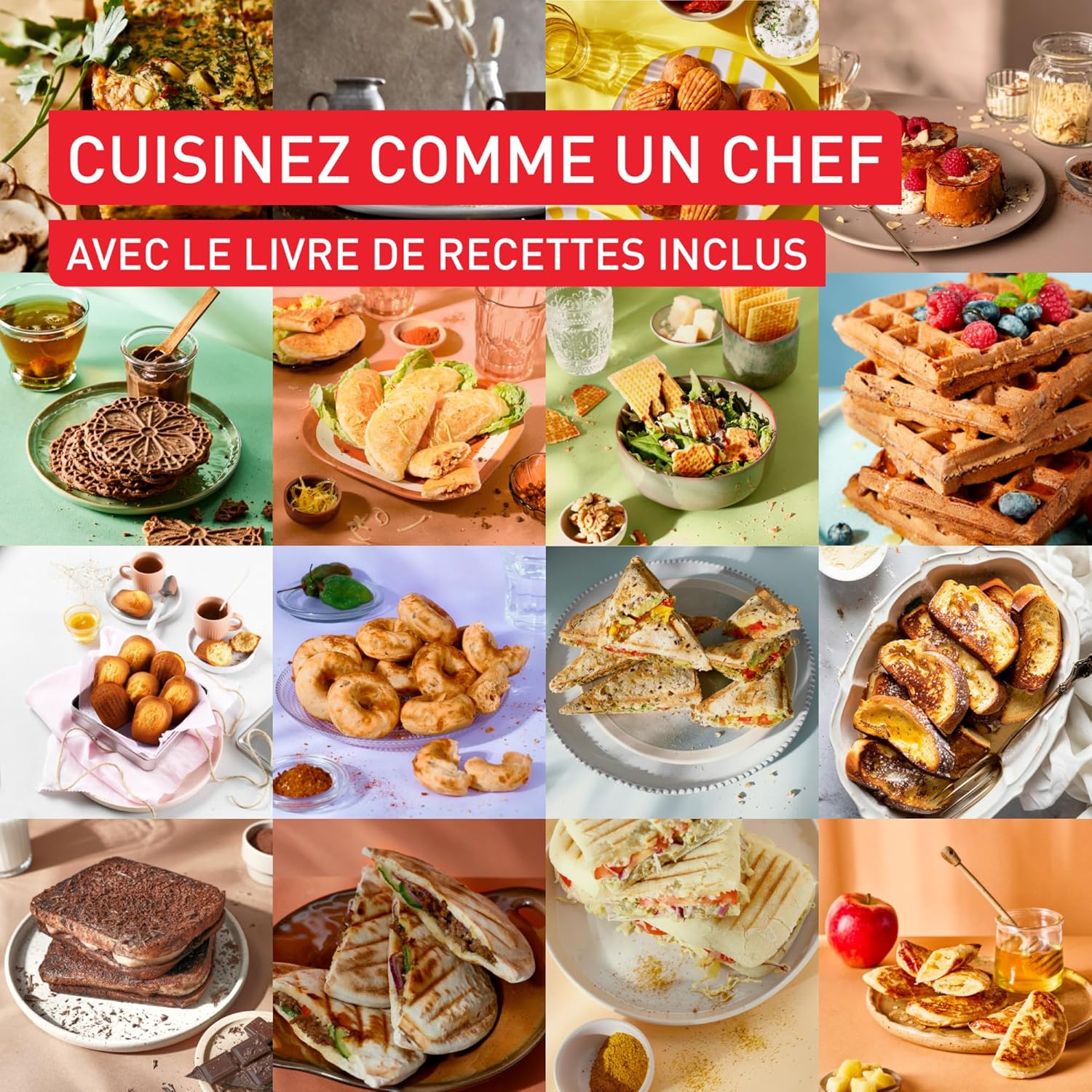 Tefal - Snack Collection - gaufrier multifonction, 20 plaques, recettes sucrées/salées - SW8674F0