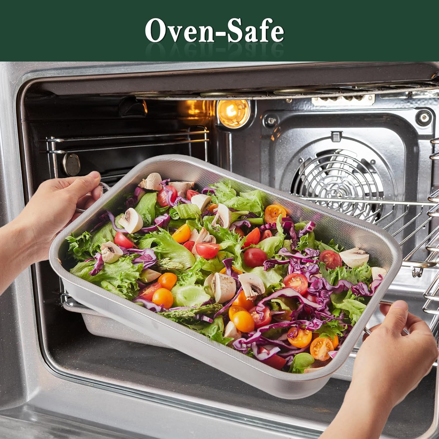 ROSSETTO - Plat à Four inox nid d’abeille, poignées, 25cm