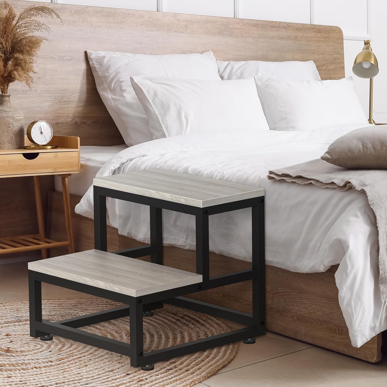 LIANTRAL - marchepied 2 marches - acier et bois, 200kg, gris/noir