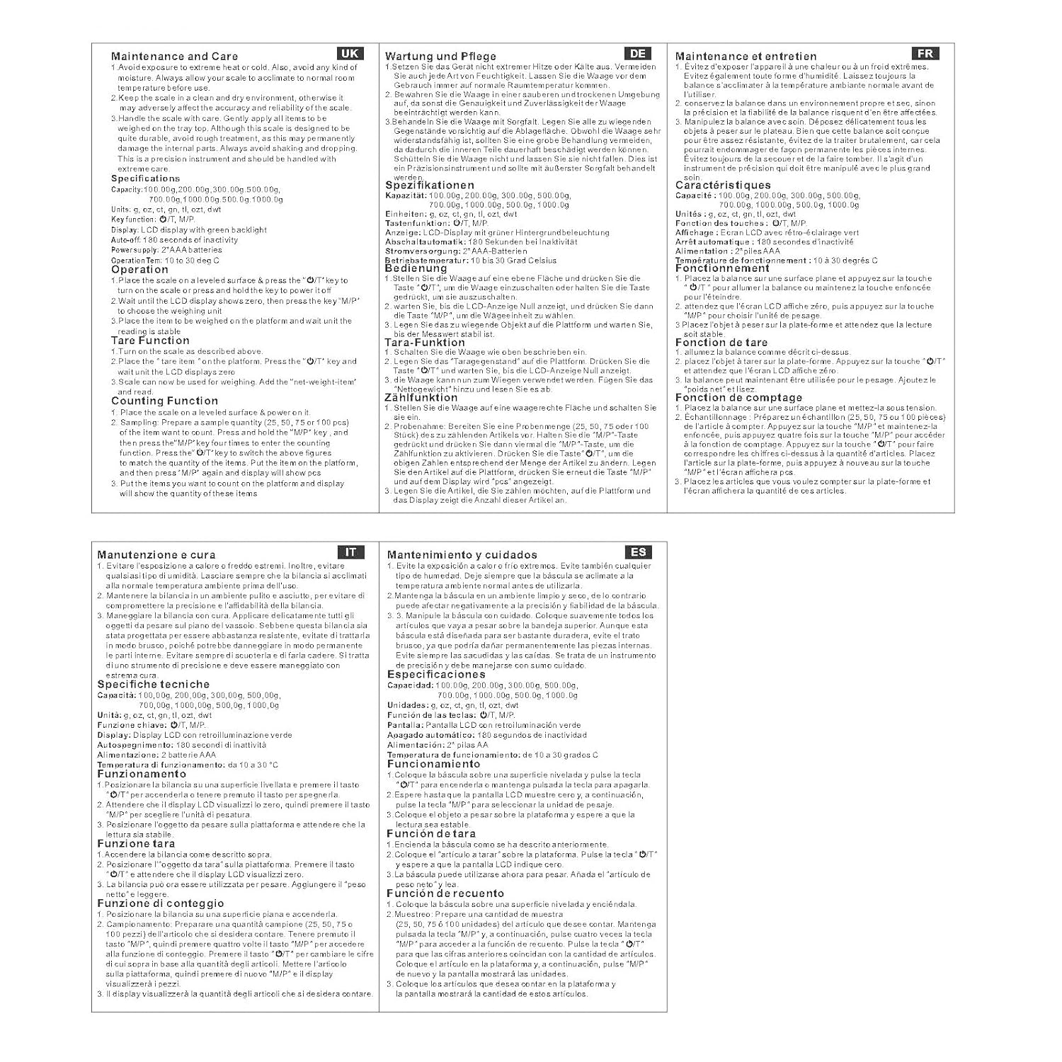 GeekerChip - balance de cuisine - 0,01g à 1000g - LCD, portable, multifonction