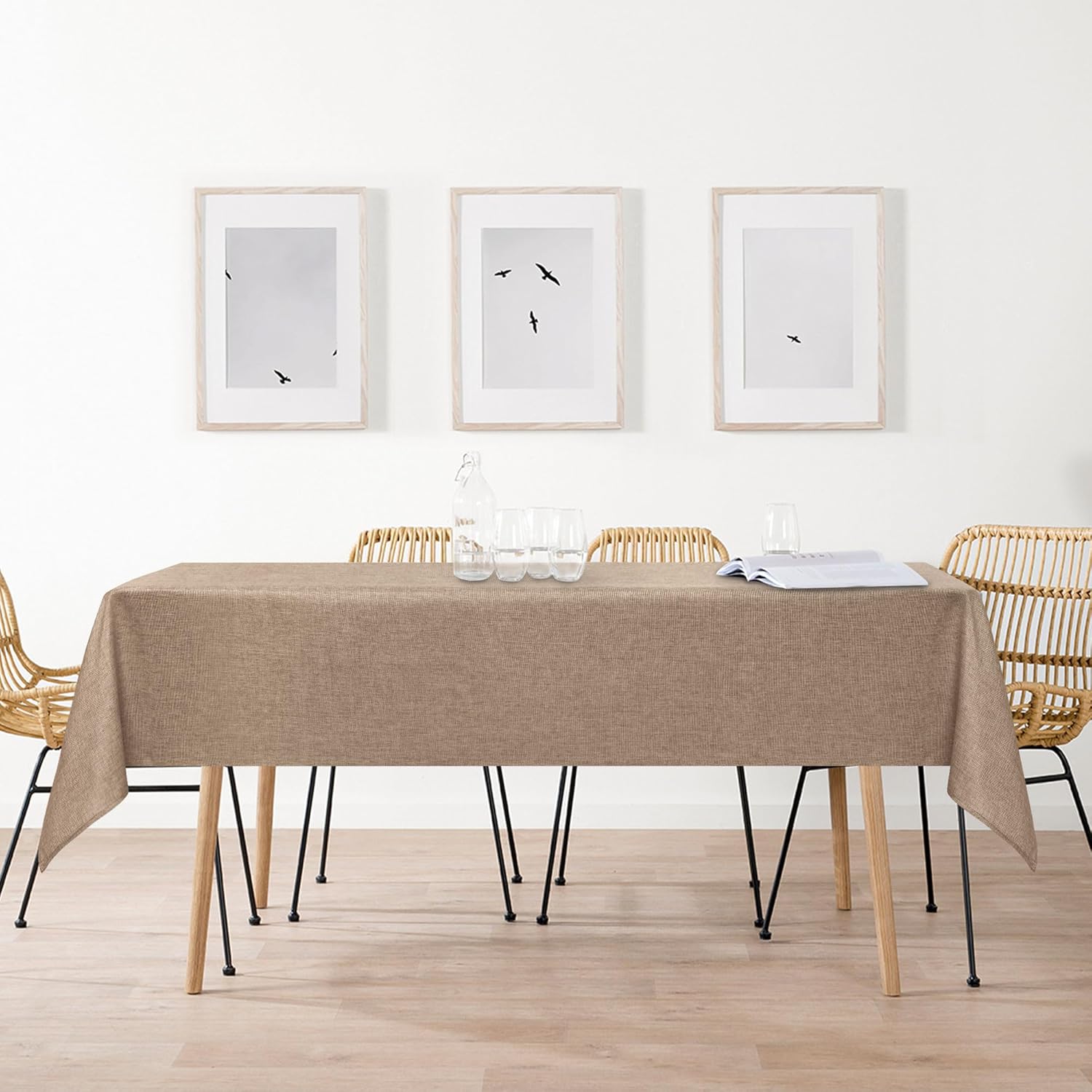 DWCN - Nappe aspect lin 135x160cm - lavable, imperméable, anti-tache