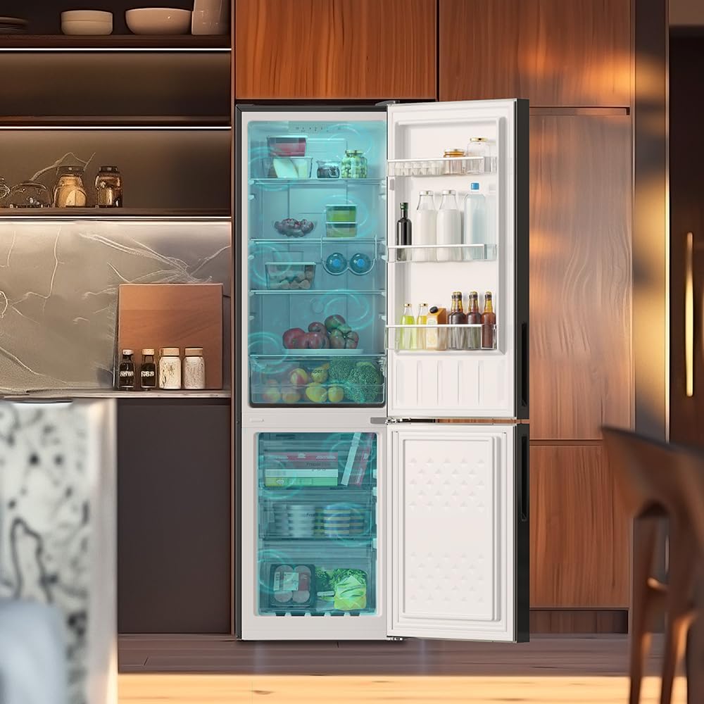 Cecotec - Bolero CoolMarket 250L - 250L - No Frost, Inverter, Multi Airflow, Humidity Box, Black Glass, Classe D