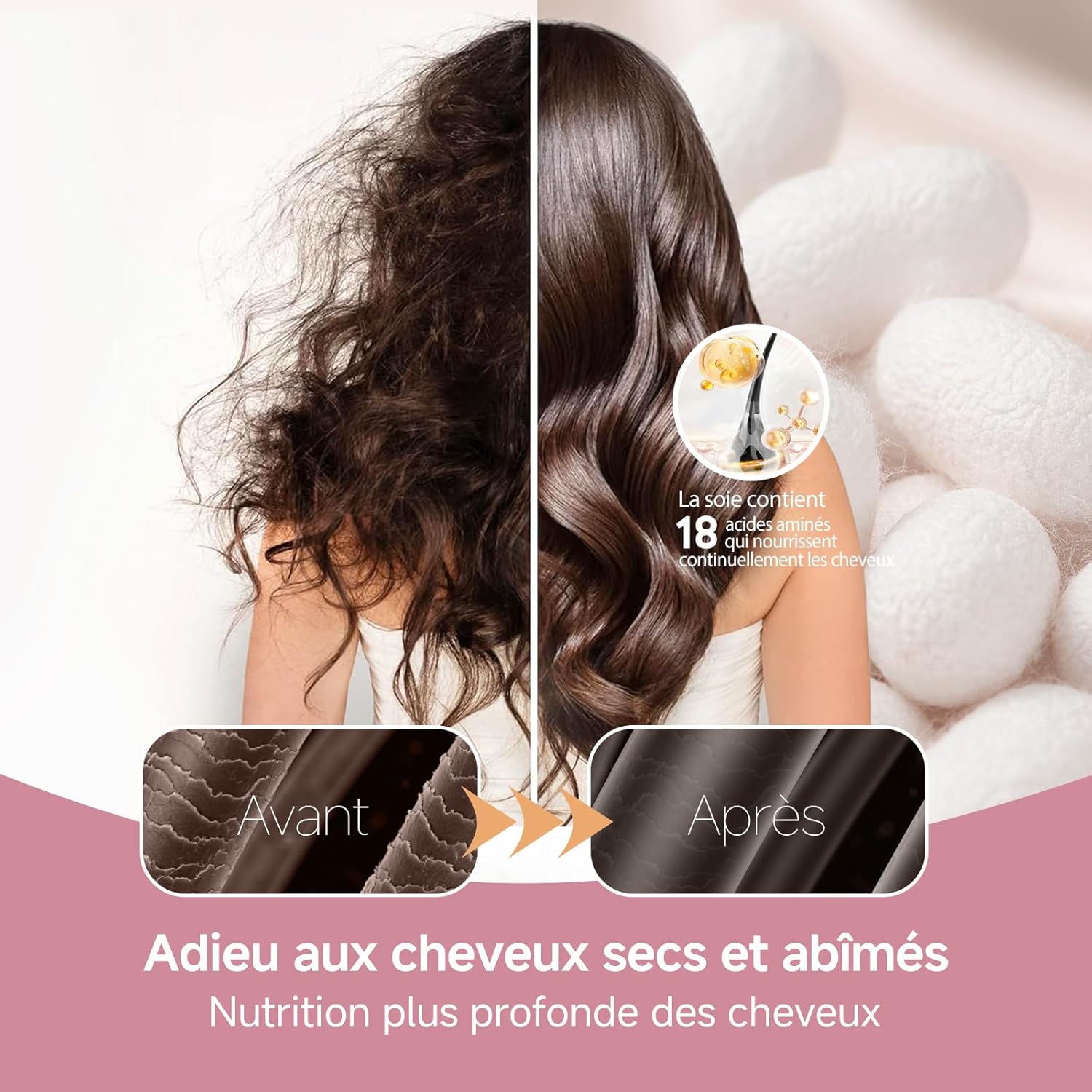 Umisleep - Bonnet nuit double soie 22 Momme, réglable, XL, cheveux longs