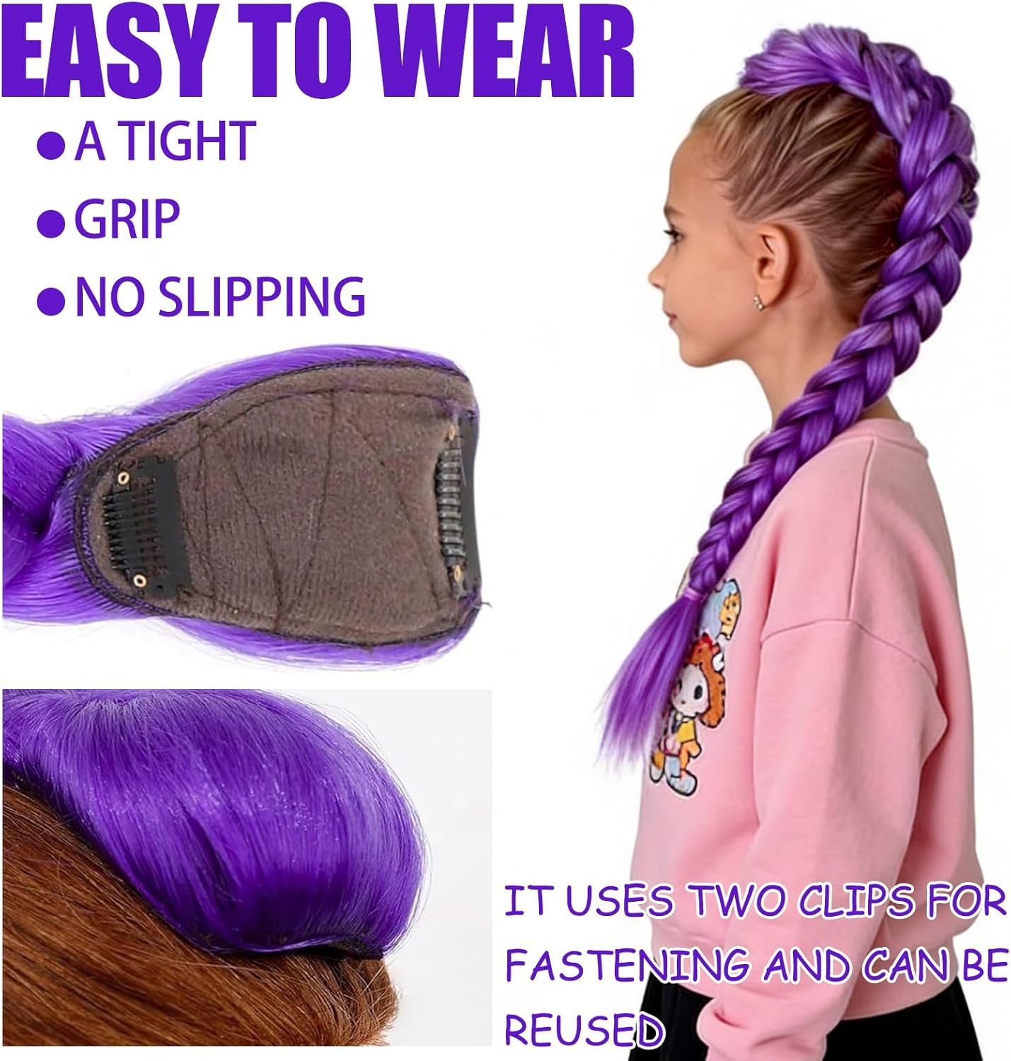 Extension de cheveux tressée violette 26