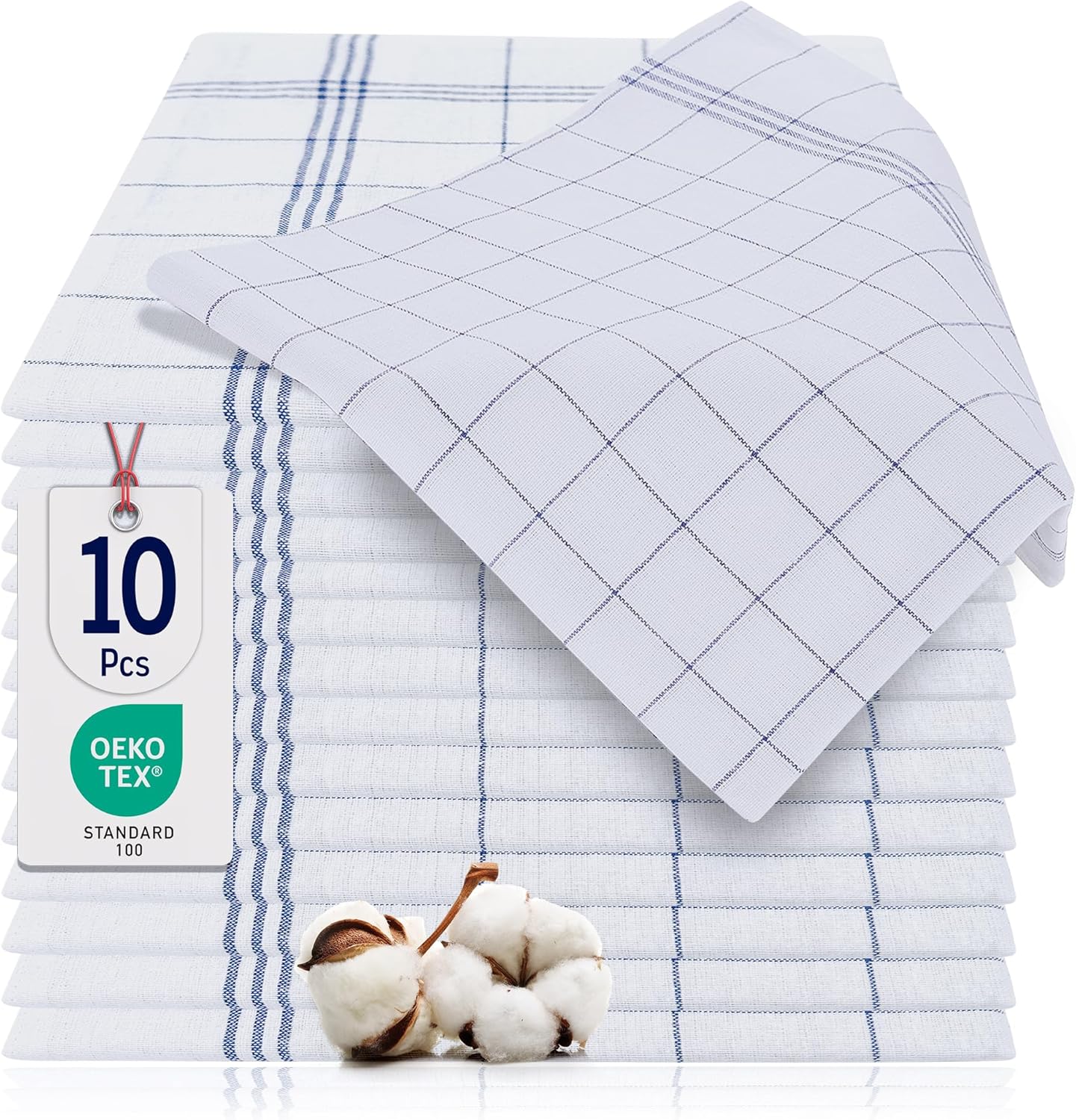 BARBONS - Lot de 10 torchons - 50x70 cm - coton premium, ultra absorbant, Oeko-TEX
