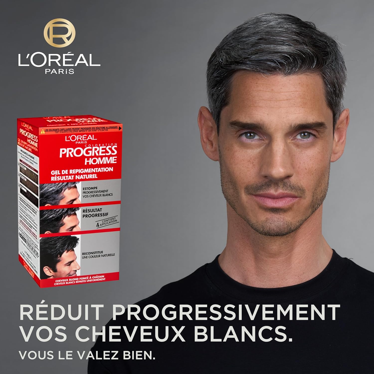 L'Oréal Paris - Progress Homme - gel repigmentant - sans ammoniaque, naturel, 4 applications, tous cheveux
