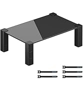 BONTEC Support de Moniteur en Verre Noir, Support de Moniteur d'Ordinateur de Bureau Réglable en ...