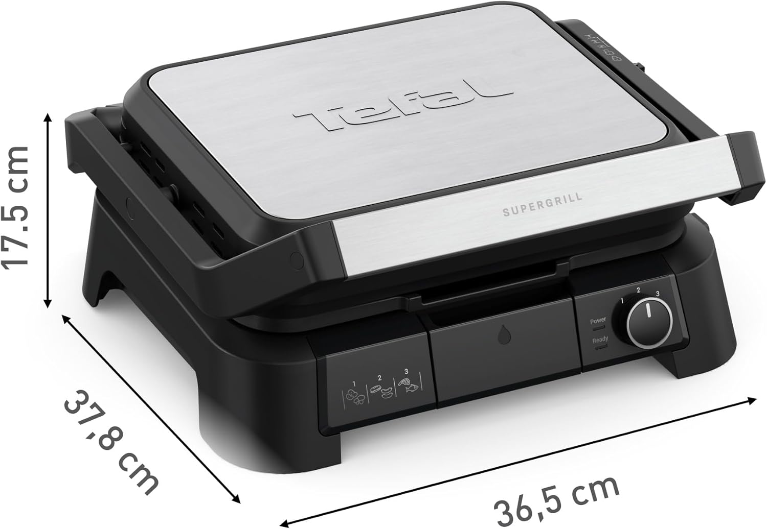 Tefal - SuperGrill 3-en-1, thermostat réglable, 2000W - GC510DE0