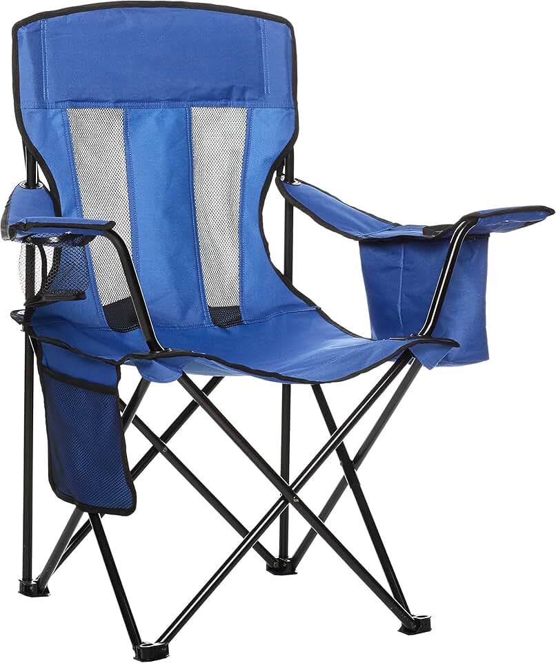m-dealz Basics - chaise de camping pliante - dossier haut, poche isotherme