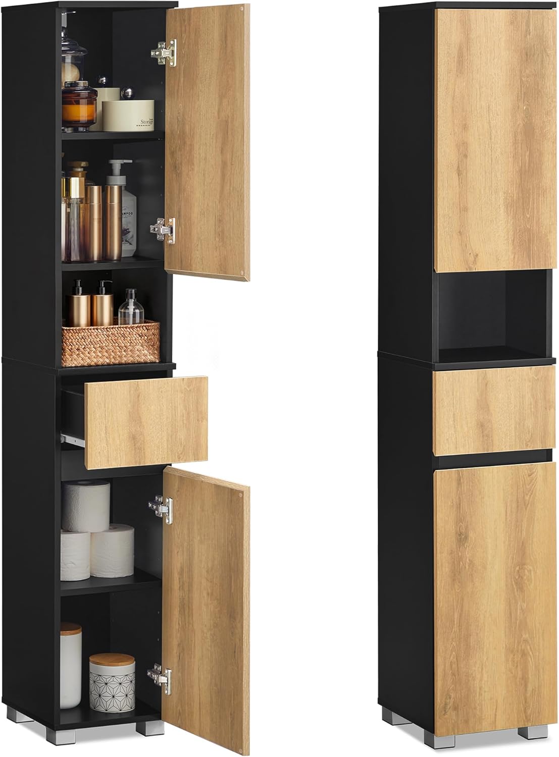 VASAGLE - armoire colonne salle de bain 30x30x170 cm tiroir étagères BBK560BC01