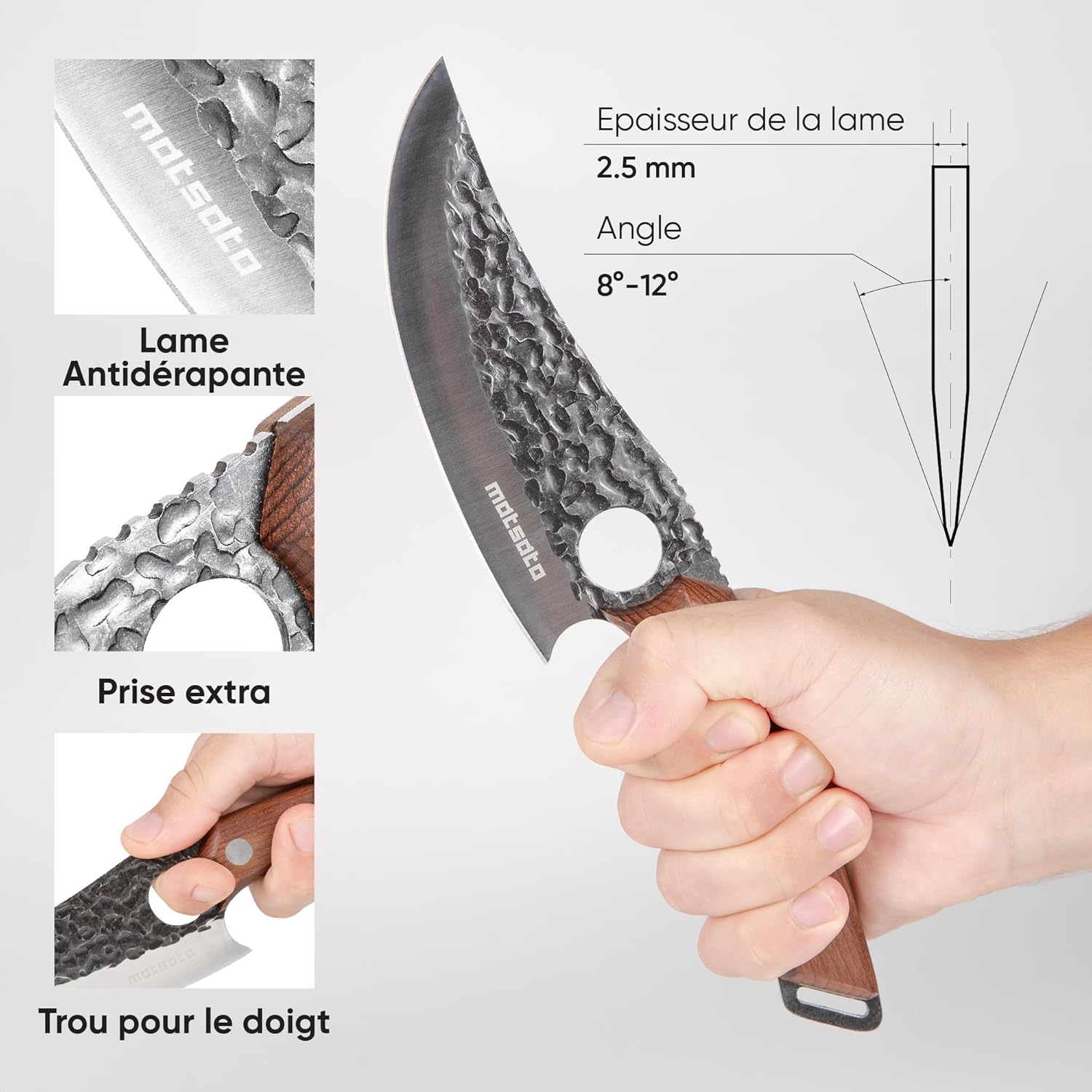 Matsato - Couteau Chef Pro - acier japonais - lame tranchante 20cm