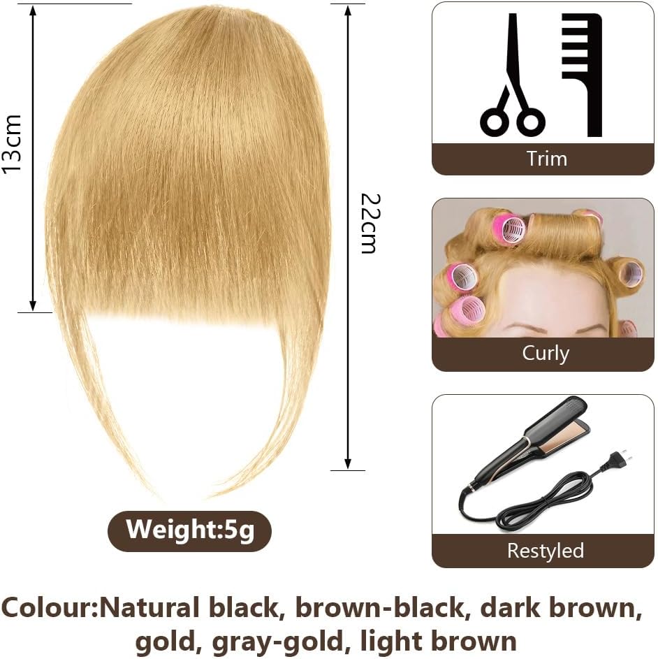 LOPHE - frange à clip tressée cheveux humains - or gris - air bangs femme