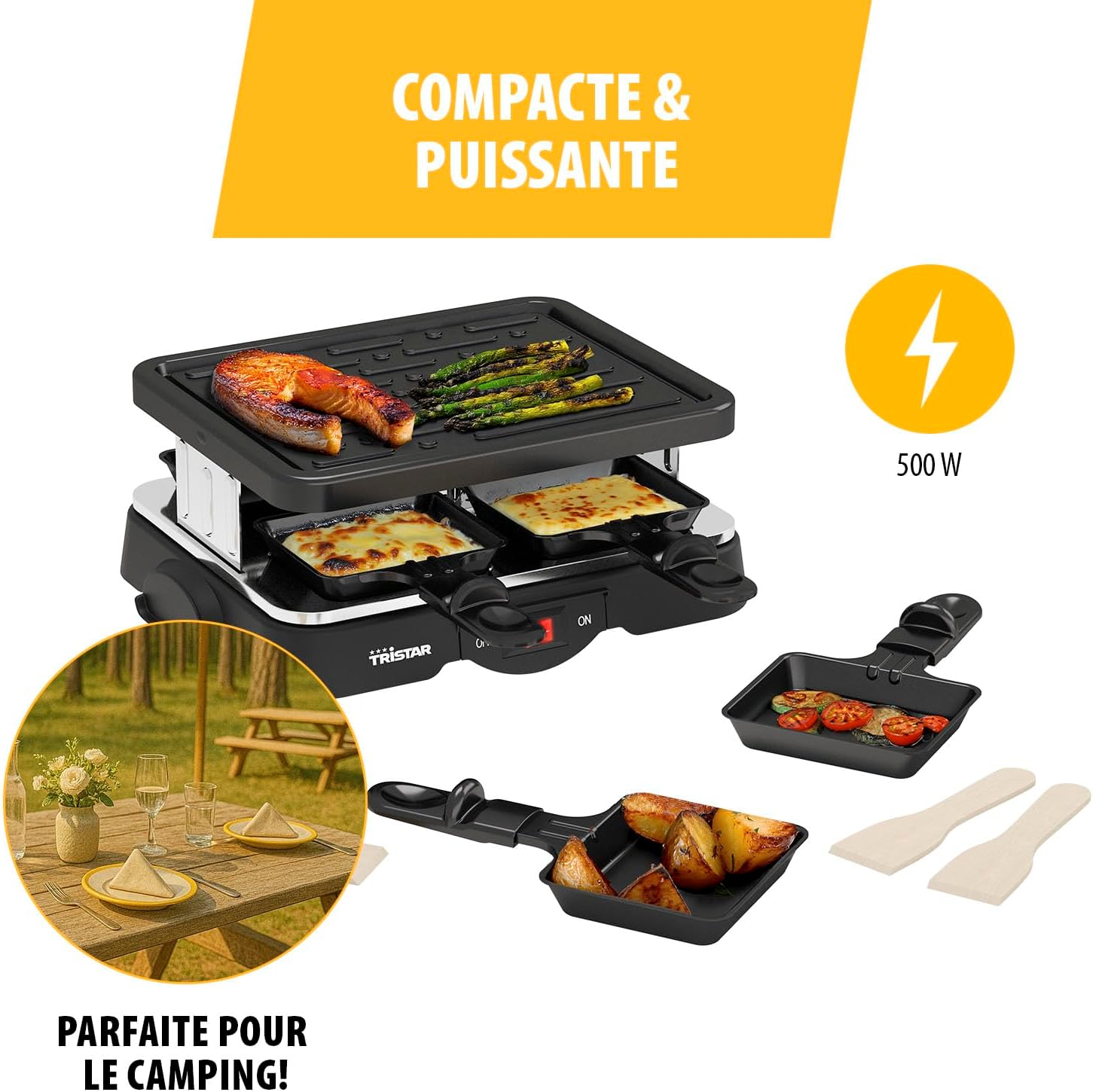 Tristar - Raclette RA-2949 - 4 personnes, 500W, revêtement antiadhésif