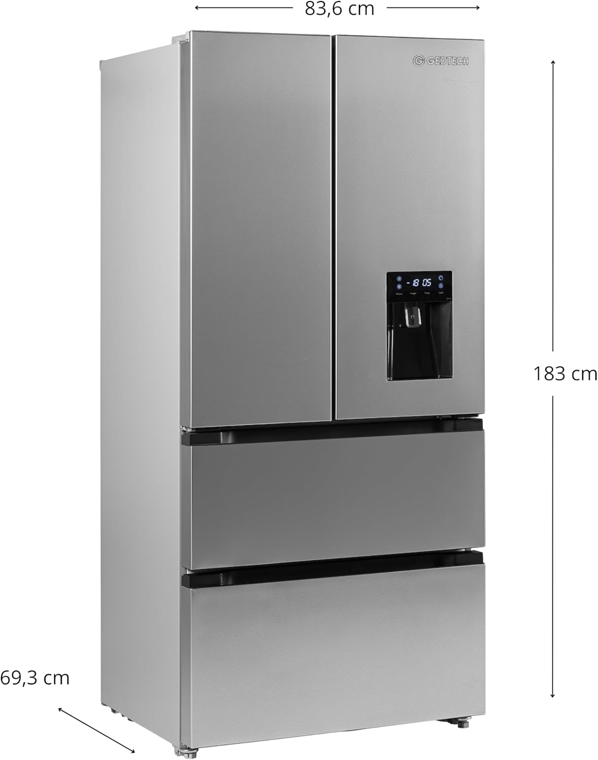 GEDTECH - réfrigérateur multi-portes inox 523L, eau, GMPFD523IX