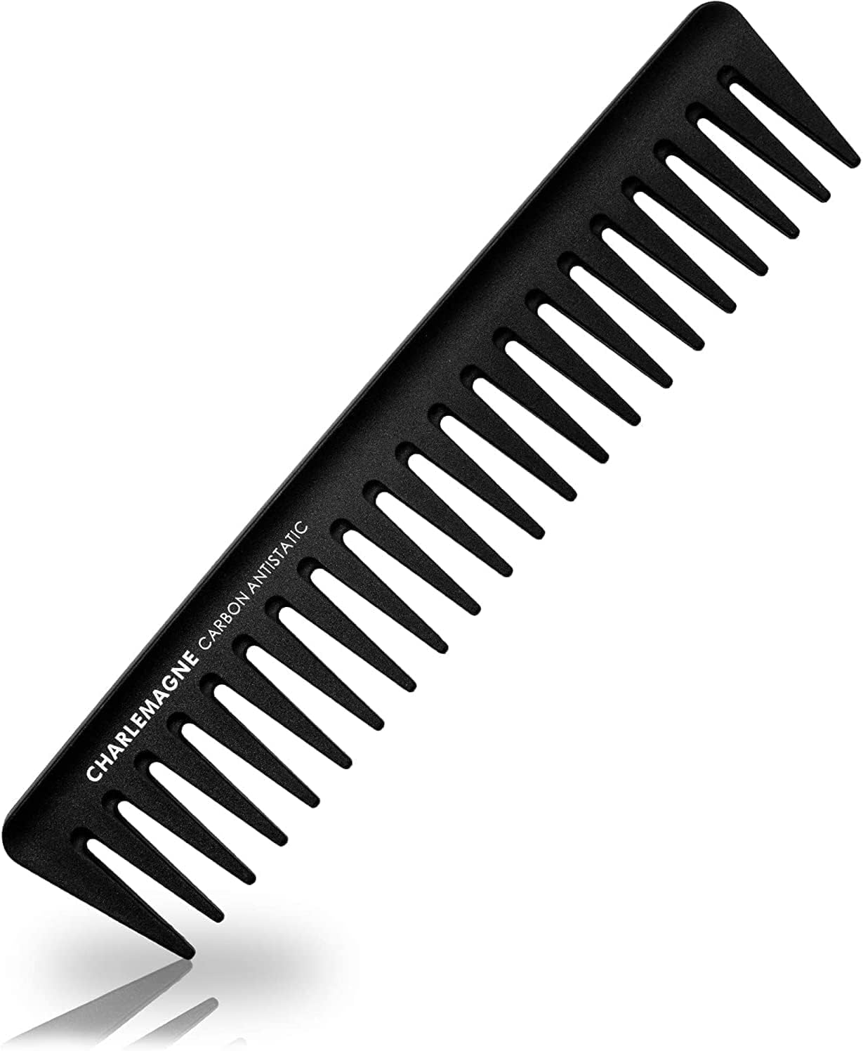 Peigne cheveux avec dents larges de Charlemagne - En carbone premium pour cheveux et barbe - Résistant et antistatique - 19cm - Pour hommes