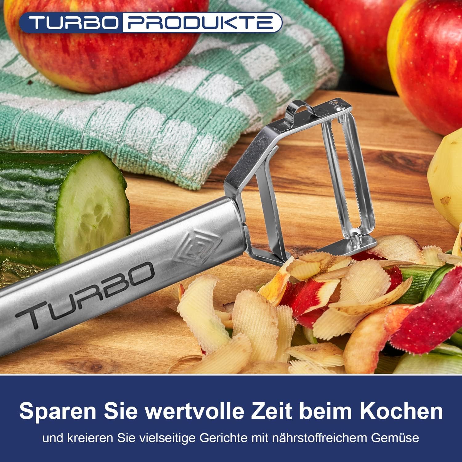 TURBO PRODUKTE - Éplucheur 3 en 1 inox, lame pendulaire, rose, droitier/gaucher