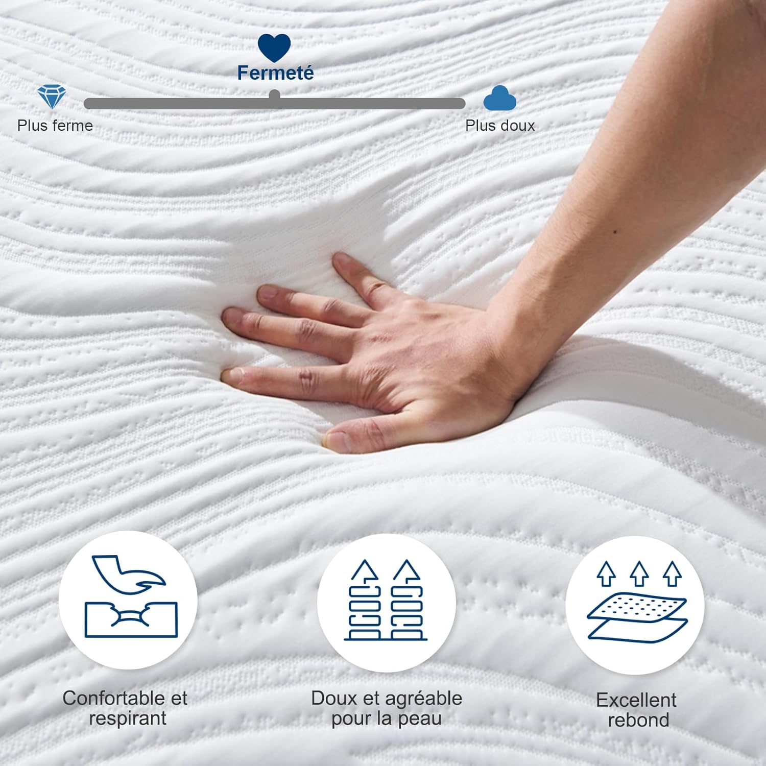 Matelas - 160x200 cm - mémoire de forme, 7 zones, réversible, 30 cm