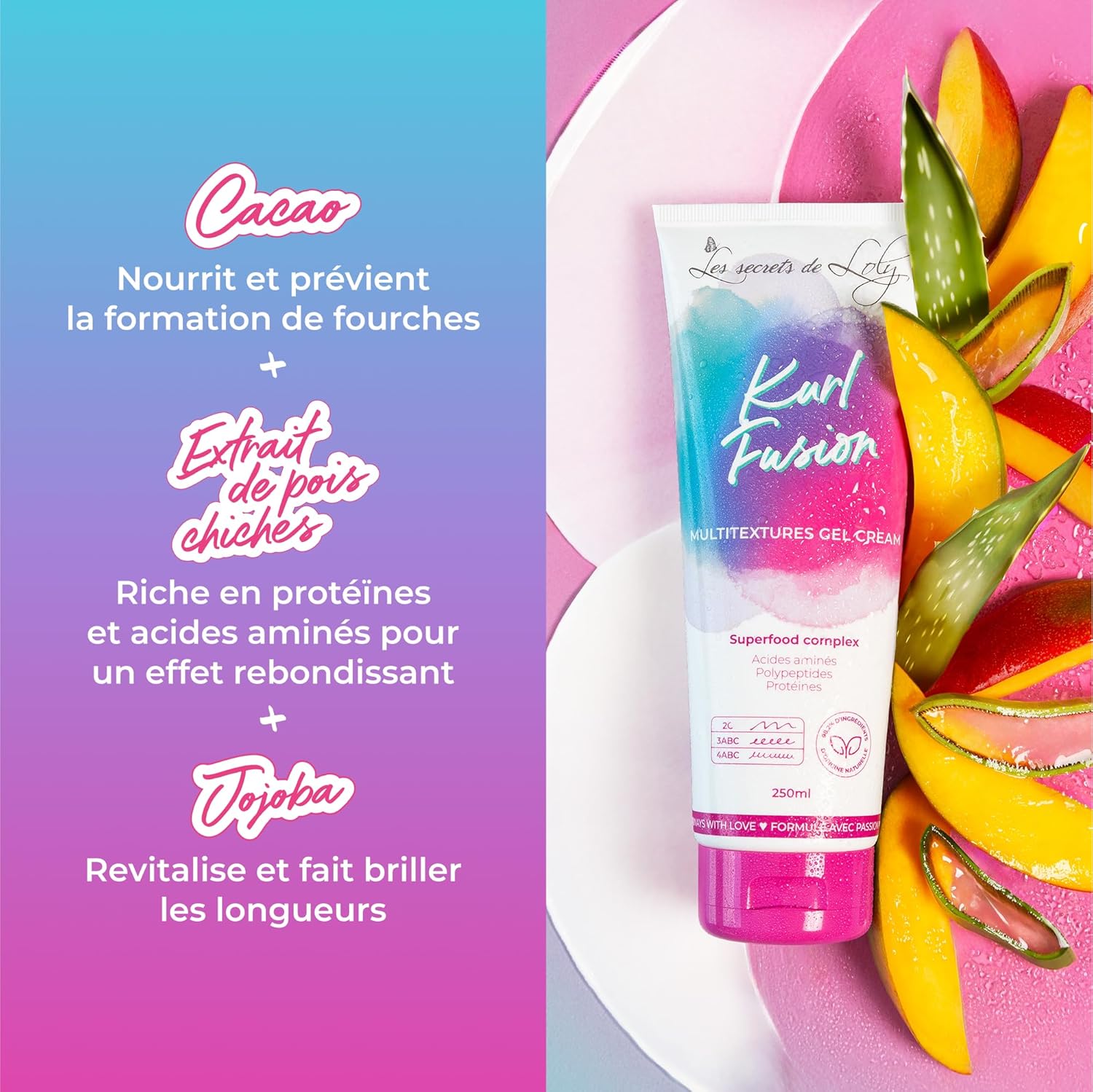 Les Secrets de Loly – Kurl Fusion – 250ml – crème gel hydratante cheveux texturés
