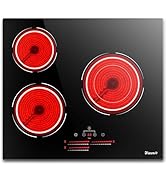 Plaque de cuisson vitrocéramique 3 feux encastrables 5500 W, Disaenvir plaque de cuisson électrique avec double...