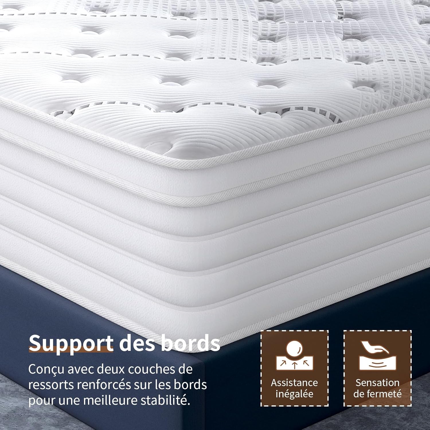 Matelas - 7 zones - 90x190x28 cm - ressorts ensachés, fermeté moyenne